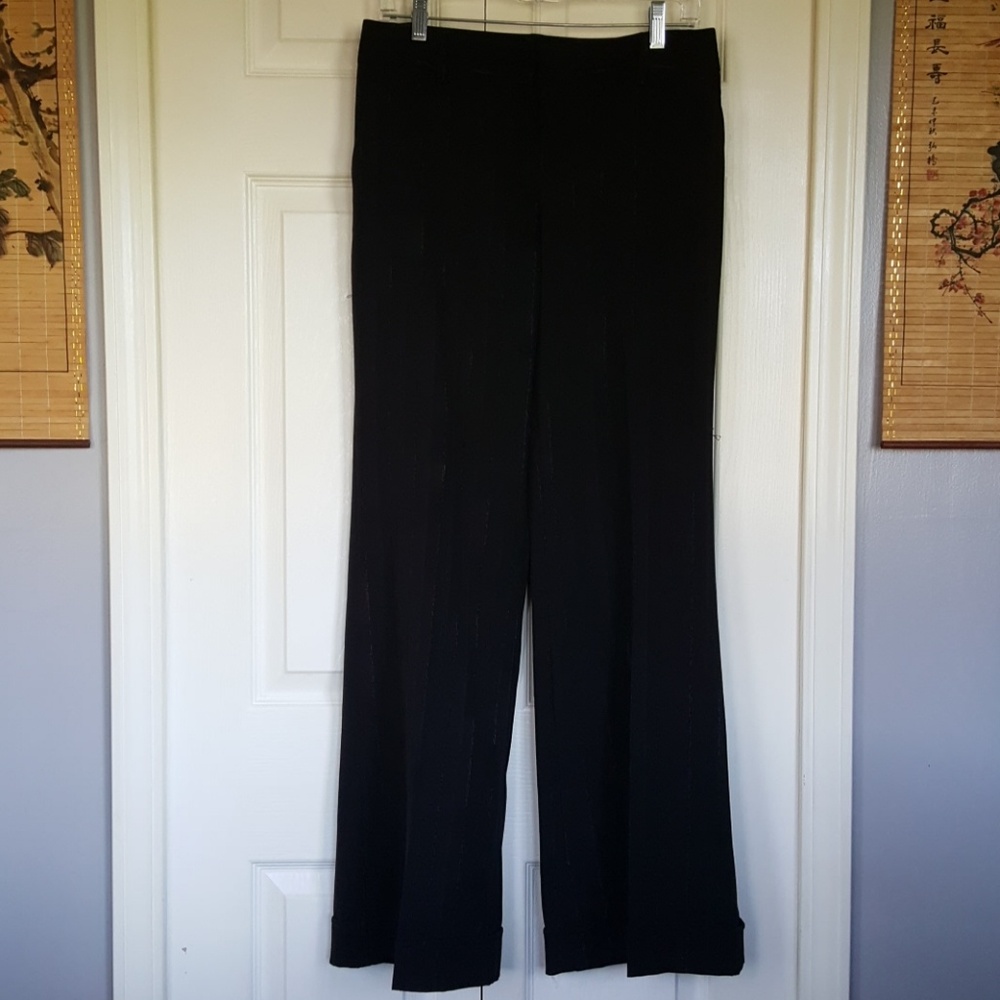 IZ Byer Metallic Pinstriped Pants Black Size 7